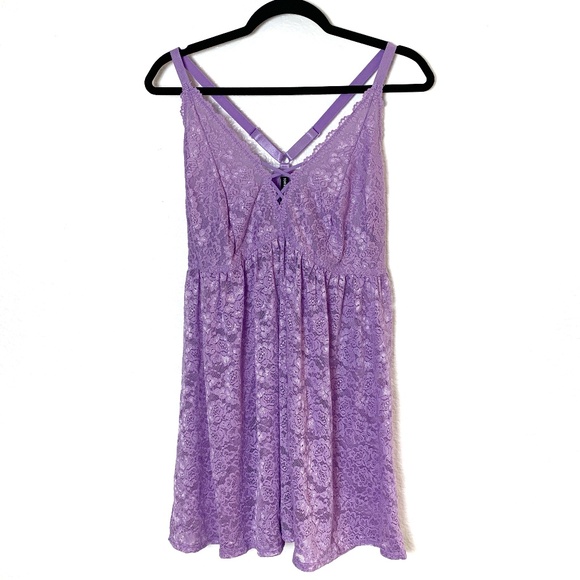 Torrid Curve Babydoll Chemise 2X Purple Lace Coquette Milk Maid Romantic Fairy - Picture 2 of 11
